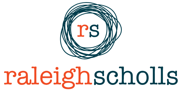 A logo with the letters "rs" in a circle and the text "raleigh.scholls" below it.
